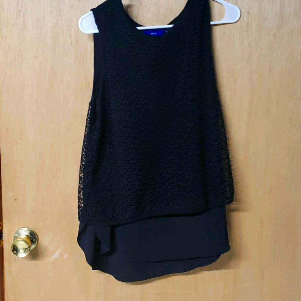 Apt 9 Formal Tank Top with Embroidery Overlay